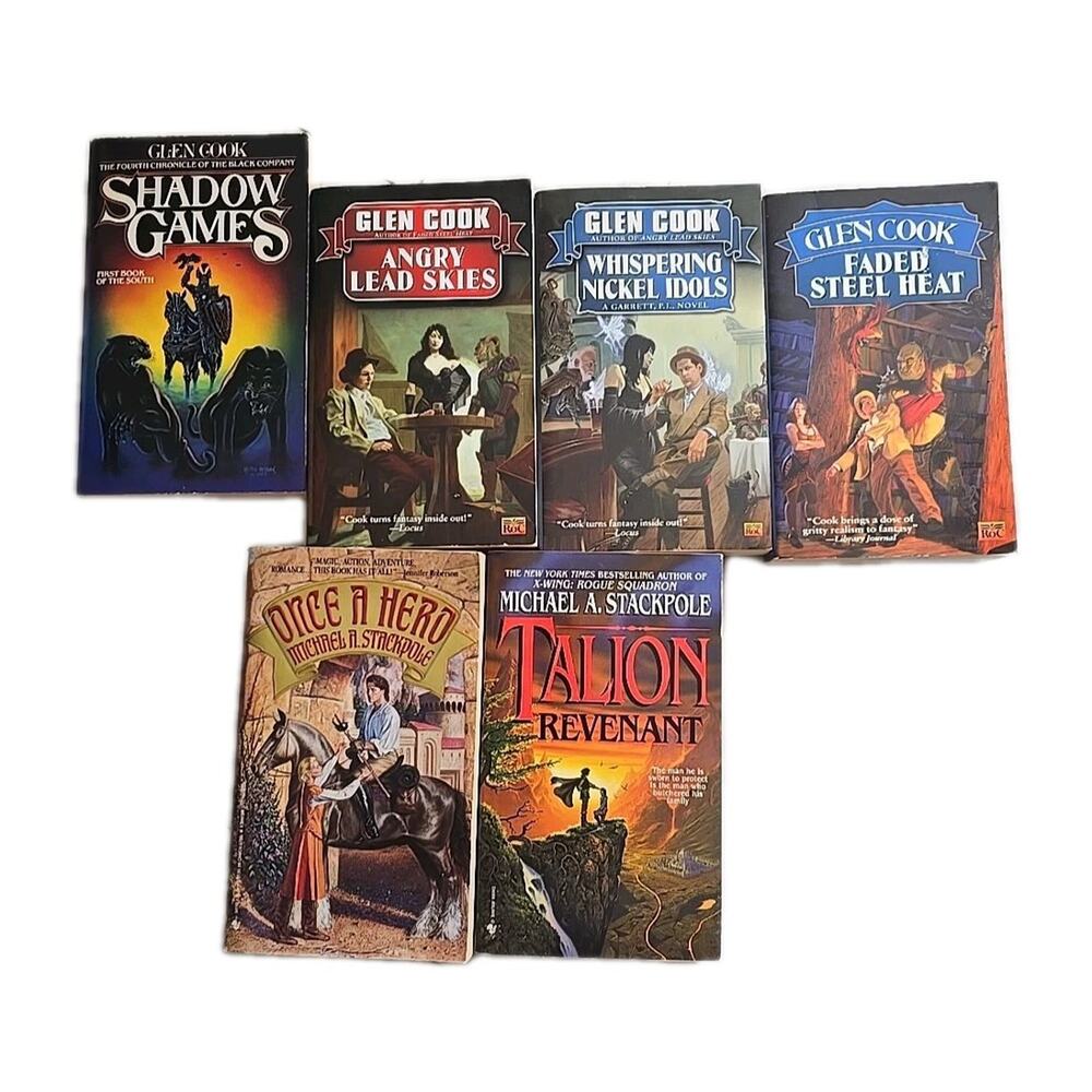Lot of 6 Vintage Glen Cook &‎ Michael Stackpole Fantasy Romance Paperback Books